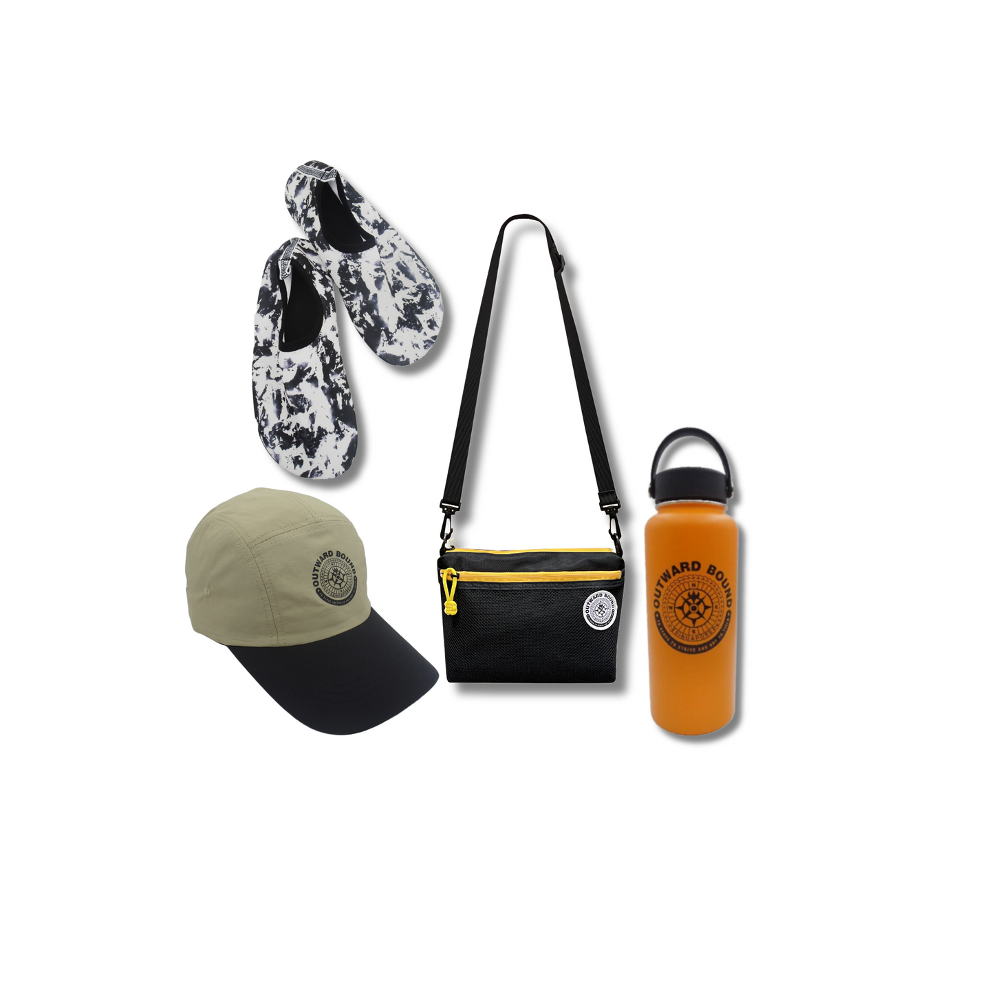 Accessory Bundle: Wet Shoe + Sun Cap + 1L Hydration Bottle+ Crossbody 3-way Bag
