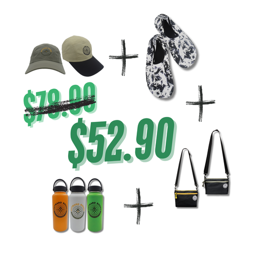 Accessory Bundle: Wet Shoe + Sun Cap + 1L Hydration Bottle+ Crossbody 3-way Bag