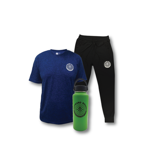 OBS Starter Kit: Basic Jogger Pants (Black)+ Basic Tee (Royal Blue) + 1L Hydration Bottle (Green)
