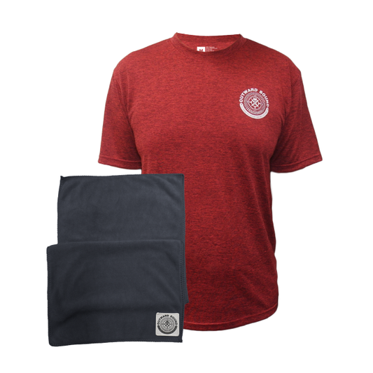 Active Bundle: OBS Basic Tee (Red) + Microfiber Sports Towel (Grey)